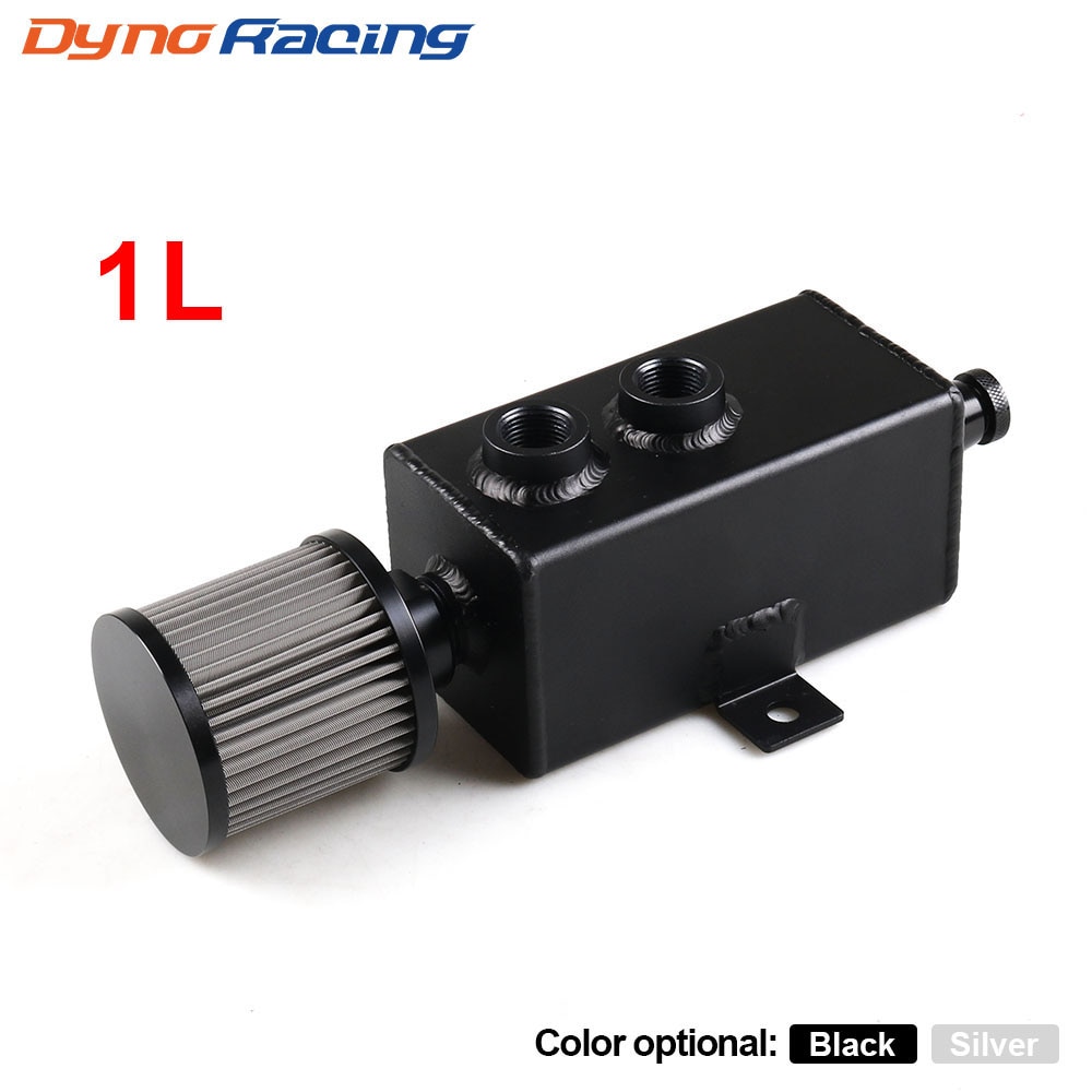 Tanque de combustible Universal para coche, lata de captura de aceite de aluminio de 1L, con respirador y drenaje de filtro