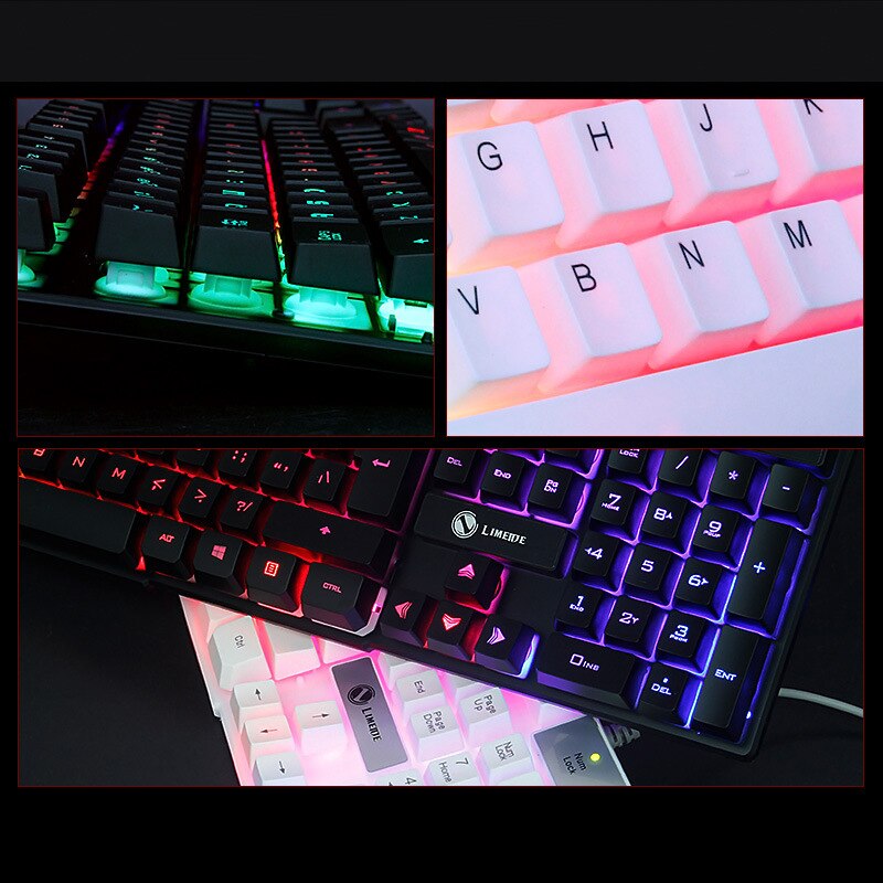 7 Color Backit Wired Keyboard and Mouse 1600dpi Office Gaming 104 Keys USB Keyboard for PC Computer a Set Mice and Keyboard