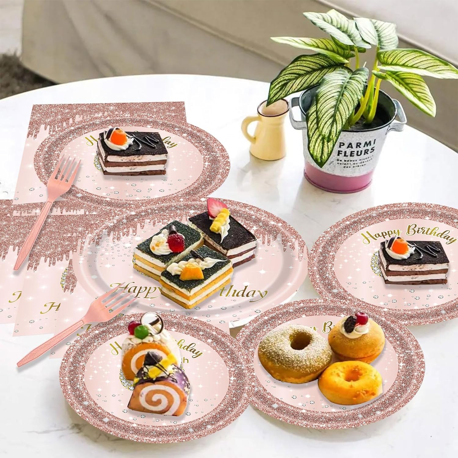 80th Rose Gold Birthday Party Decrations Women 80 Birthday Plates Napkins Forks Party Supplies 80 Year Old Birthday Disposable