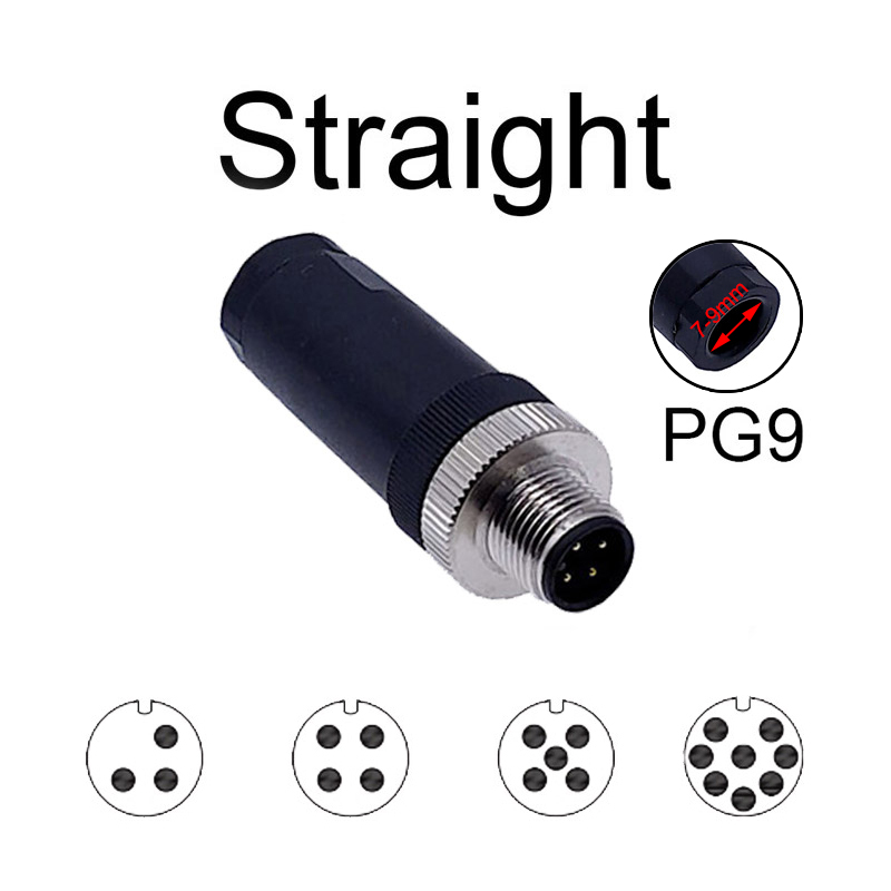 M12-Sensorstecker 4-polig 5-polig M12-8 wasserdichter männlicher und weiblicher Stecker mit Schraubgewinde und Kupplung A-Code-Sensoranschlüsse: Rot / 3P