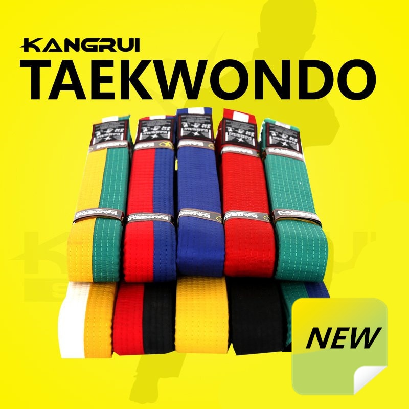 Högkvalitativt svart wtf taekwondo bälte broderi bomullsbälte taekwondo bälte anpassat 2.5m röd blå gul färg karate bälte