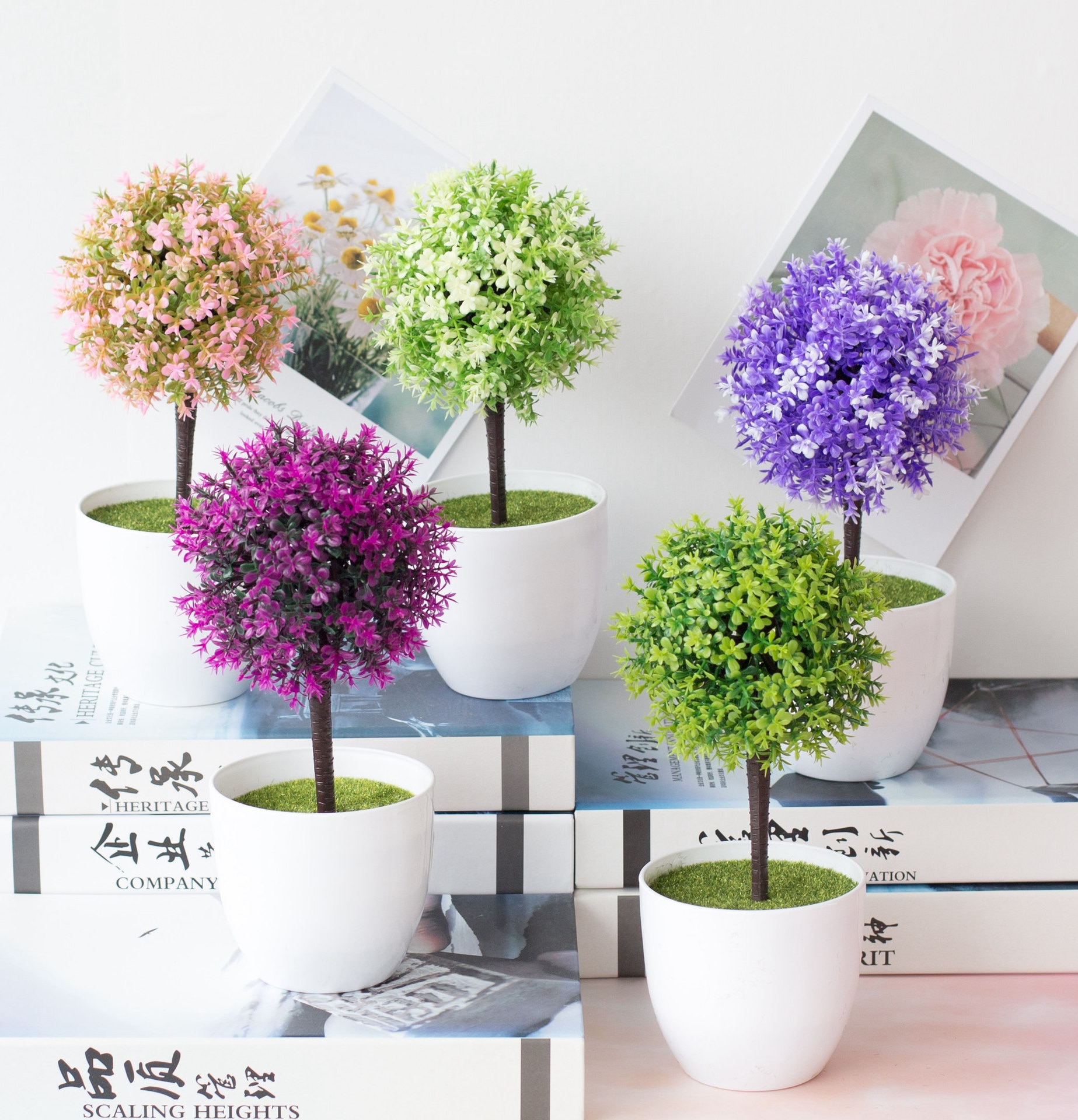 TRUSTTWO Kunstplanten Ingemaakte Groene Bonsai Kleine Boom Gras Planten Pot Ornament Nep Bloemen for Huis Tuin Decoratie Wedding Party The New (Color : R