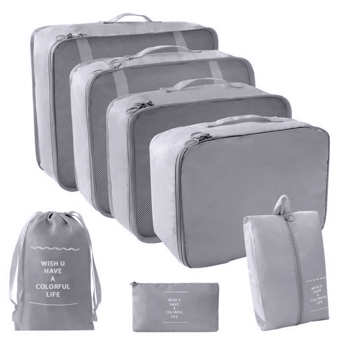 7 Pcs/Set Travel Organizer Storage Bags Suitcase Packing Cubes Set Cases Portable Luggage Clothes Shoe Tidy Pouch Folding.-zmt: Dark Grey