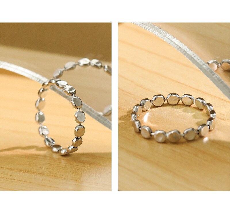 F.I.N.S Minimalist Fine Jewelry Geometric Flat Round Beads S925 Sterling Silver Ring Simple Stackable Silver Finger Ring 925