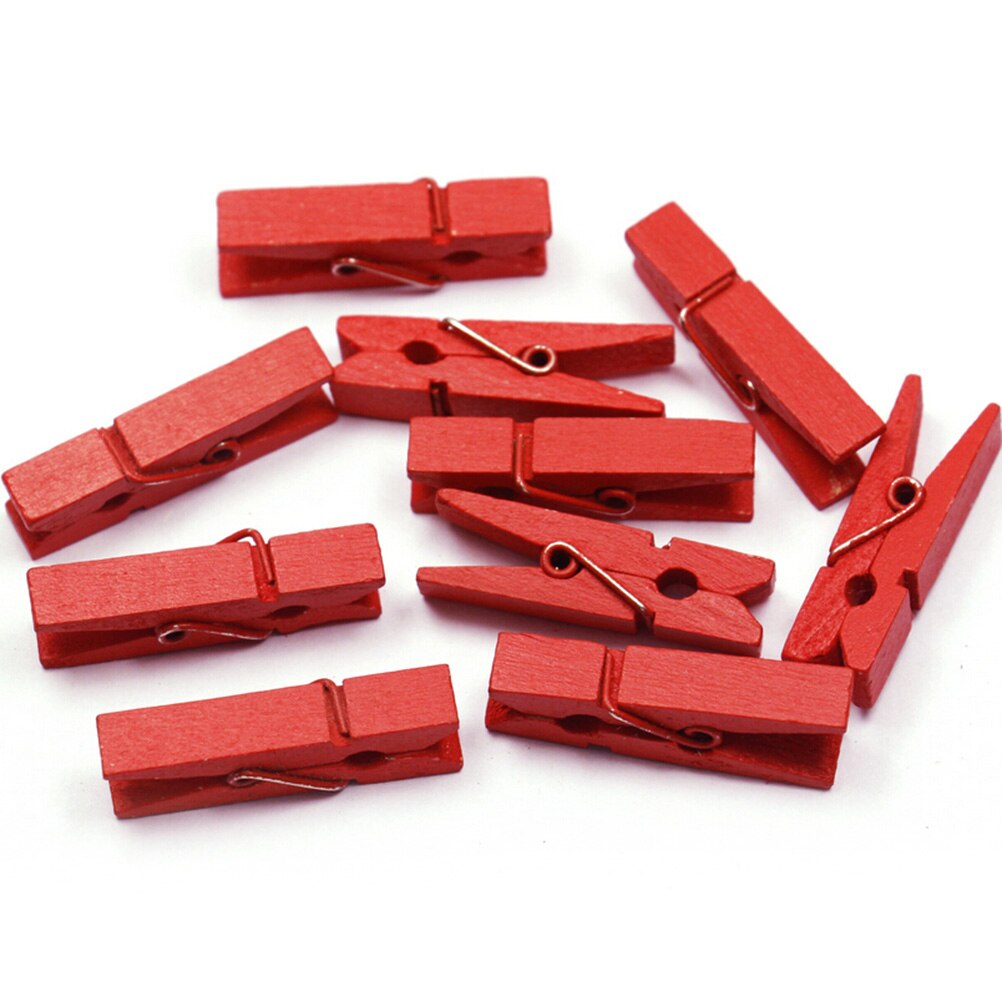 20Pcs Kleine Mine Size 35Mm Mini Natuurlijke Houten Clips Voor Foto Clips Wasknijper Craft Decoratie Clips Pinnen: Rood