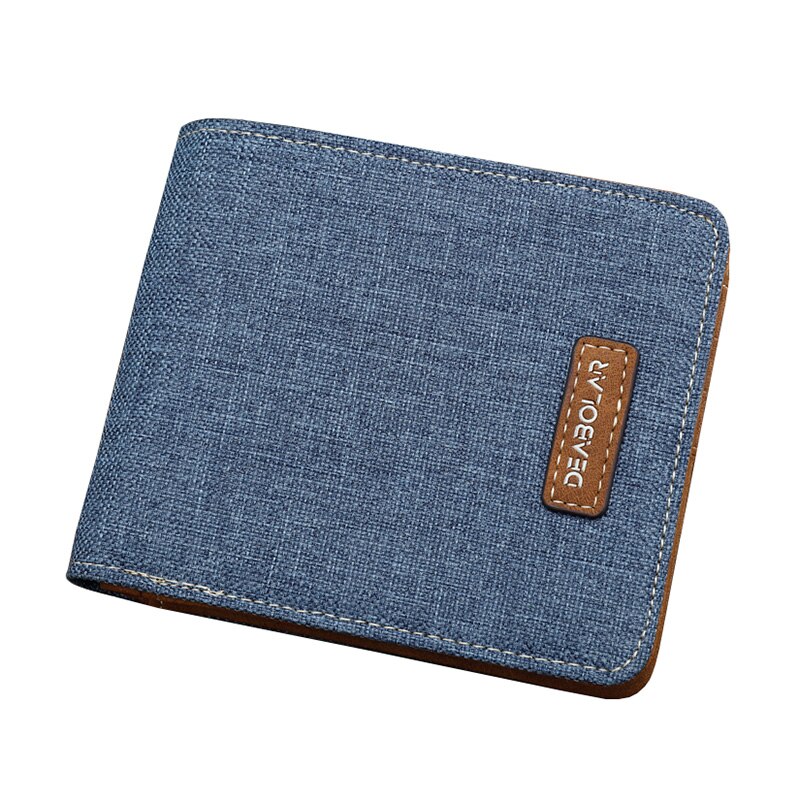 Men's Short Wallet Student Casual Canvas Wallet Horizontal Ultra-thin Simple Purse Multi-card Credit Card Holder Male Purses Bag: Blue-01