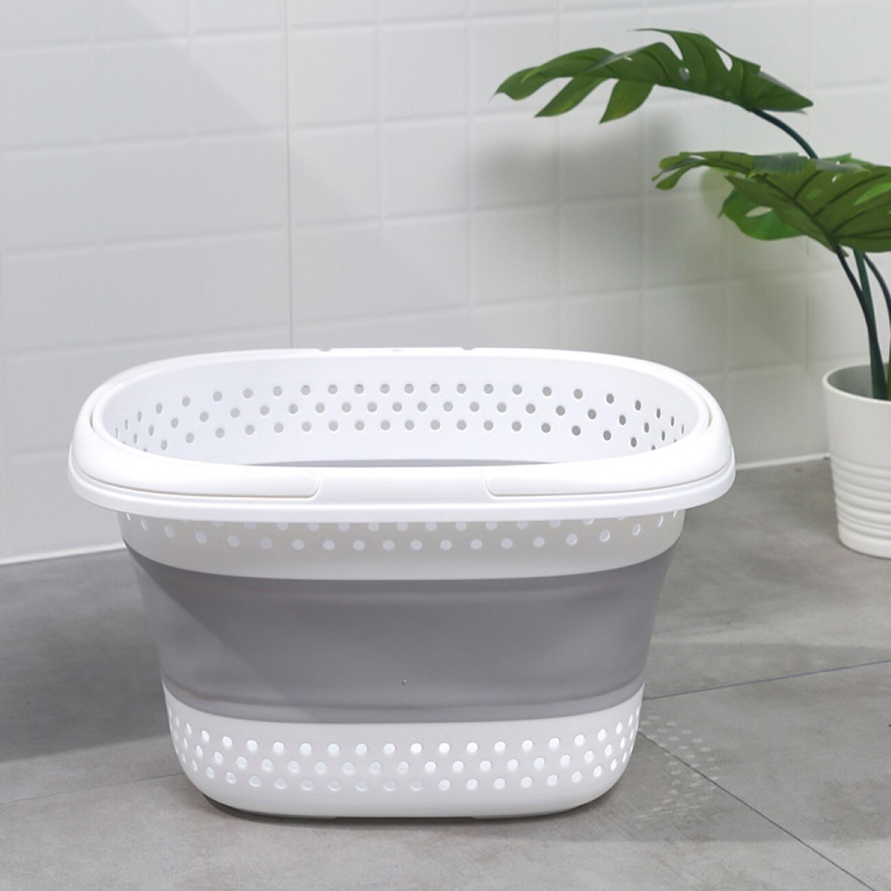 Collapsibl Plastic Laundry Basket - Oval Tub/Basket - Foldable Storage Container/Organizer - Portable Washing Tub Laundry Hamper