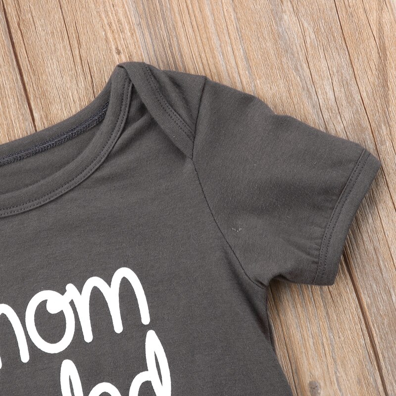 Summer Casual Newborn Infant Baby Boys Girls MOM DAD Letter Print Short Sleeve Bodysuit Jumpsuit Sunsuit Outfit Clothes 0-24M
