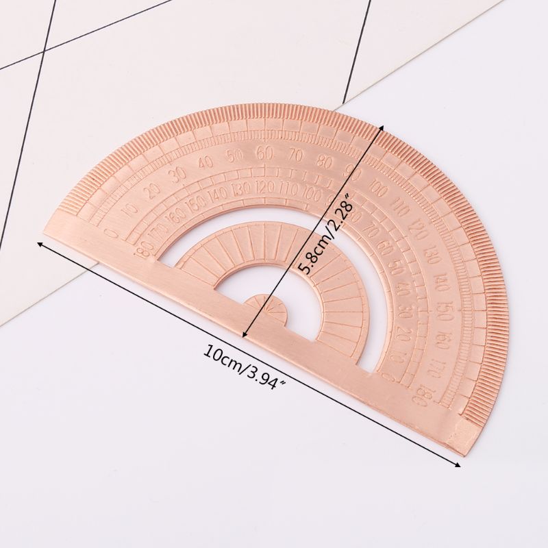 Retro Copper Protractor Ruler Semicircle Drawing Measurement Math Geometry Tool For Students Stationery