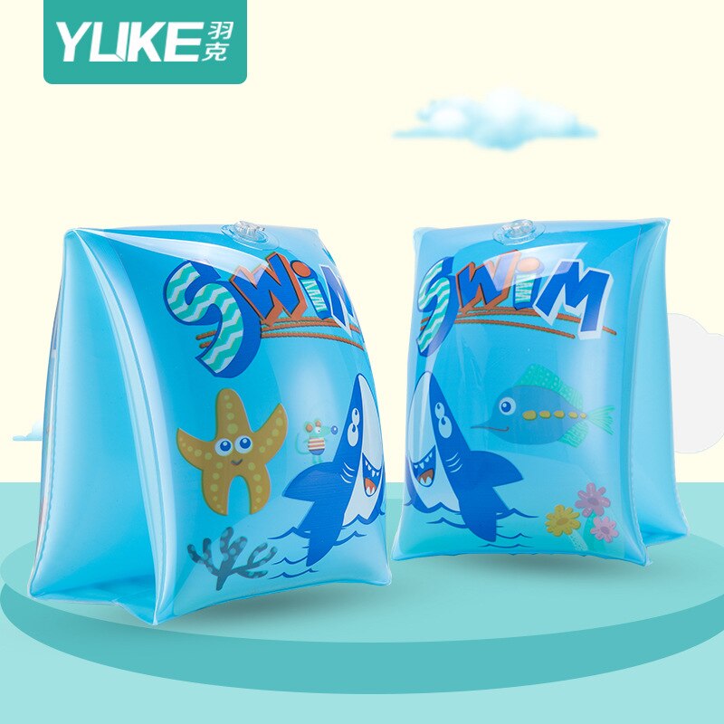 Manguitos para nadar para niños flotadores de brazo flotador de ala de agua mangas largas de seda blanca manga flotante de niños Drift Kids swiming Sle: Blue Shark
