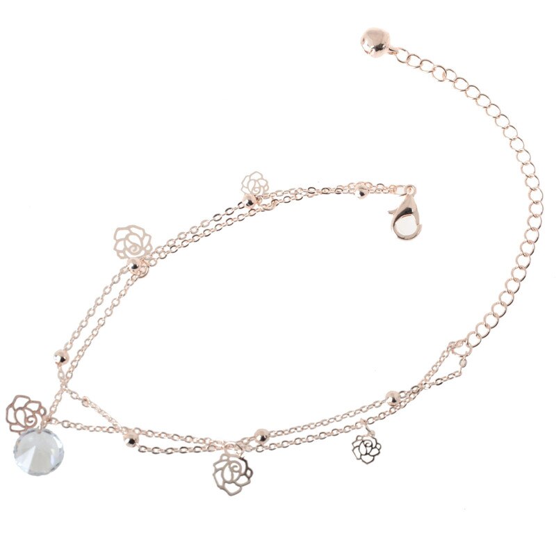 Tobillera de flores rosa para mujer, pulseras tobilleras baratas, pulsera de tobillo en la pierna, joyas para el pie, 1 Uds. Al por mayor