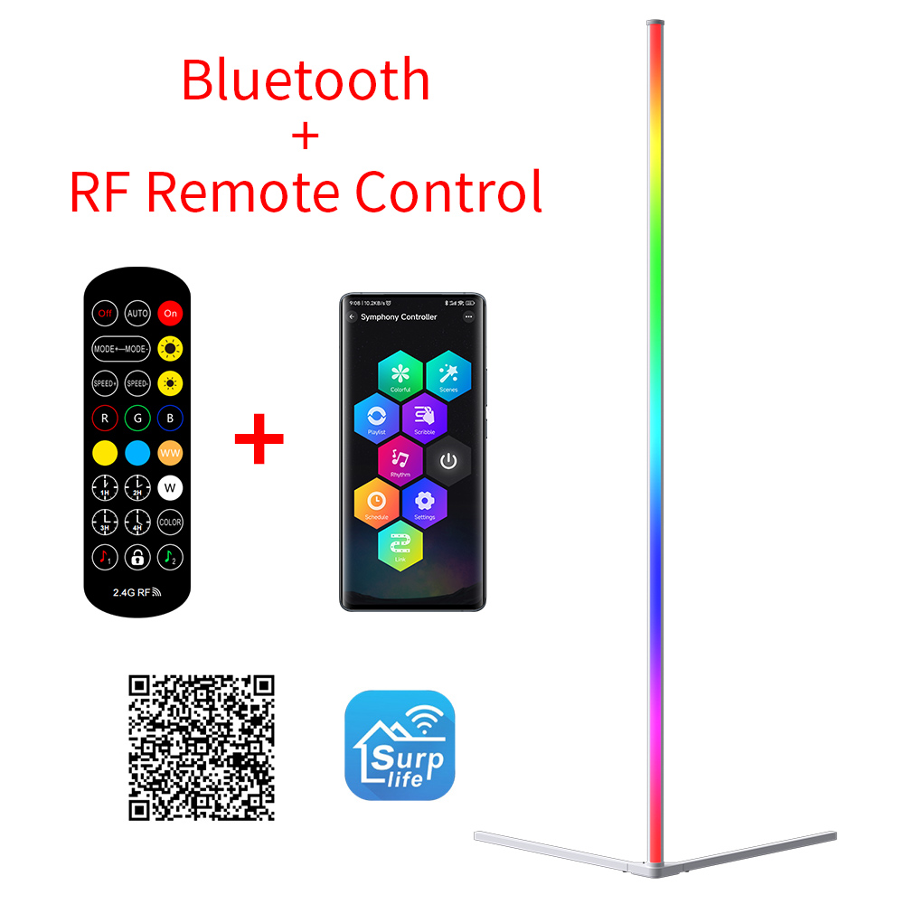 Rgb led gulvlampe indendørs boligindretning moderne hjørne gulvlampe stue rom kunstindretning atmosfærisk stående belysning: Sort / Rød