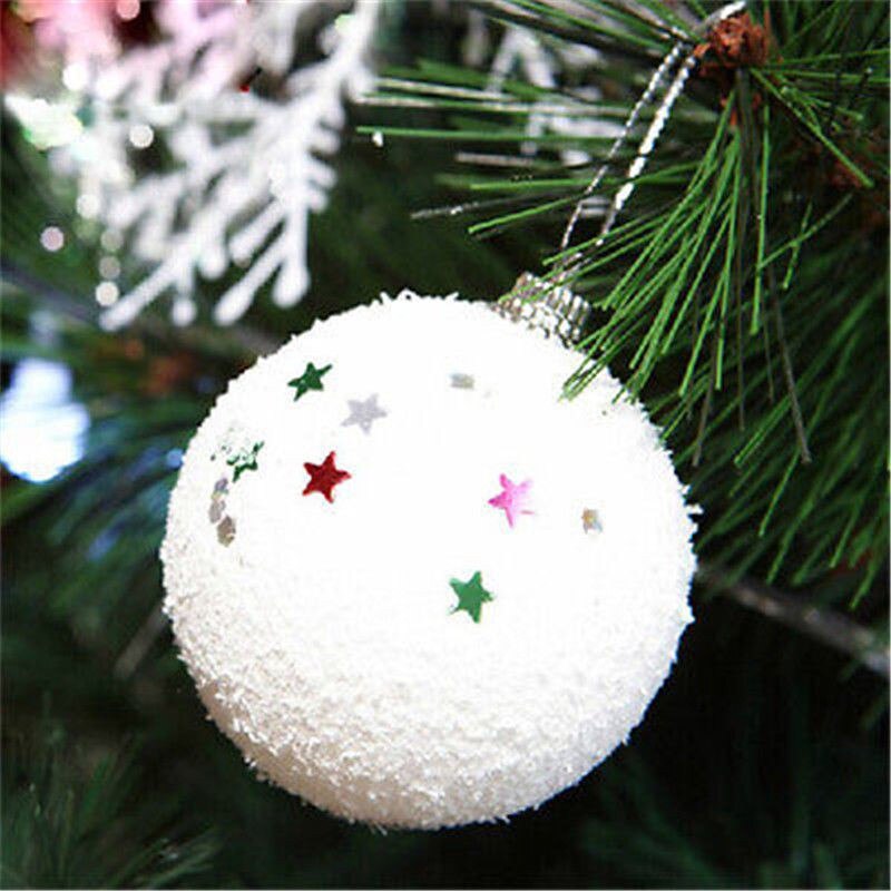 Kerst 6 stks/pak 4-7 cm Kerst Sneeuwbal Wit Schuim Ballen Party Ornamenten Xmas Tree Opknoping Party Ornamenten