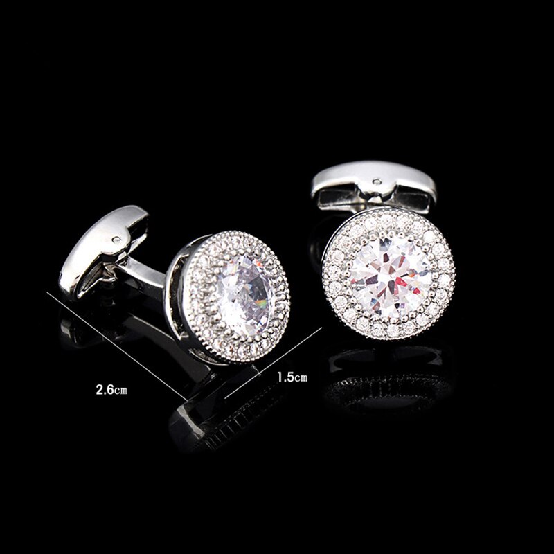 FLEXFIL-gemelos de camisa de lujo para hombre, gemelos de con botones, joyas de boda de cristal de: silver