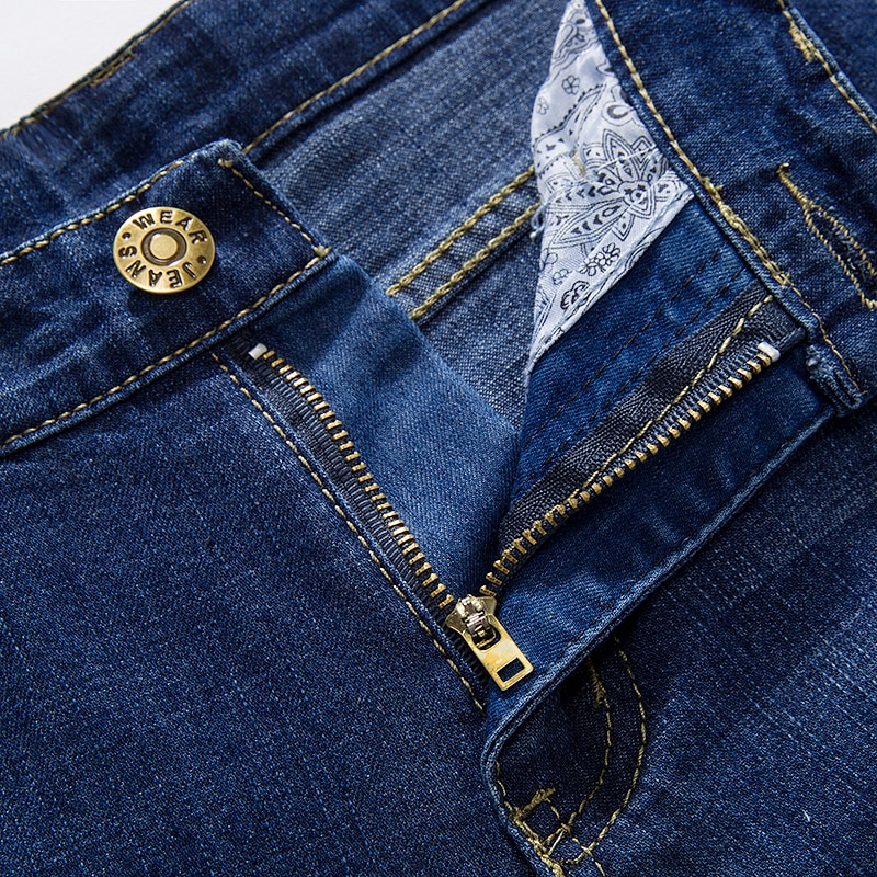 Cholyl forår efterår jeans mænd stretch denim slim jean mand sort blå business straight herre jeans