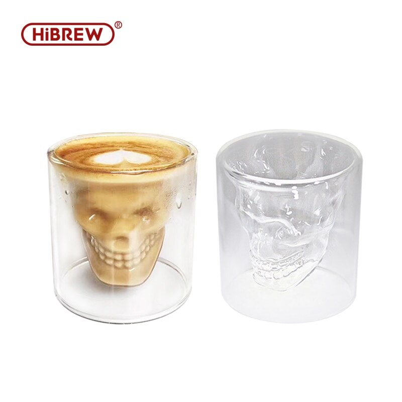 Hibrew-taza de café de cristal con personalidad, taza de calavera