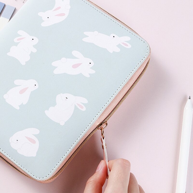 Cartoon Flower B6 Zipper Notebook Notepad with Pen Set Leather Planner Diary Journal Agenda Stationery