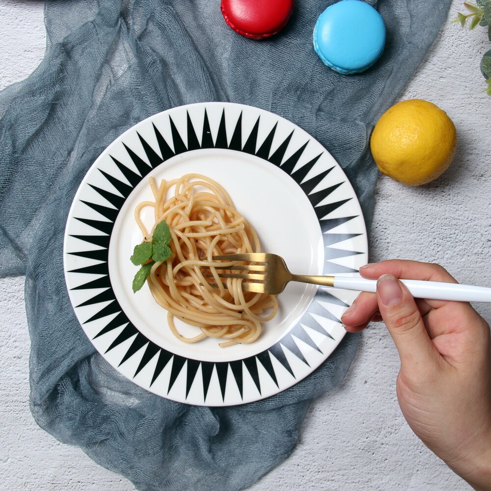 8 Inches Geometrische Steak Plaat Nordic Creatieve Eenvoudige Ronde Westerse Platen Ontbijt Taart Vruchten Schotel