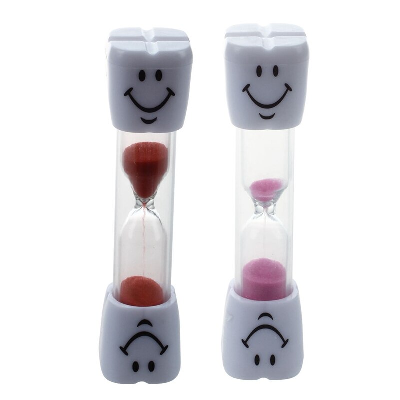 ! 2 stuks kindertandenborstel timer zandloper kinderzandloper glimlach zand ei 3 minuten - rood & roze: Default Title