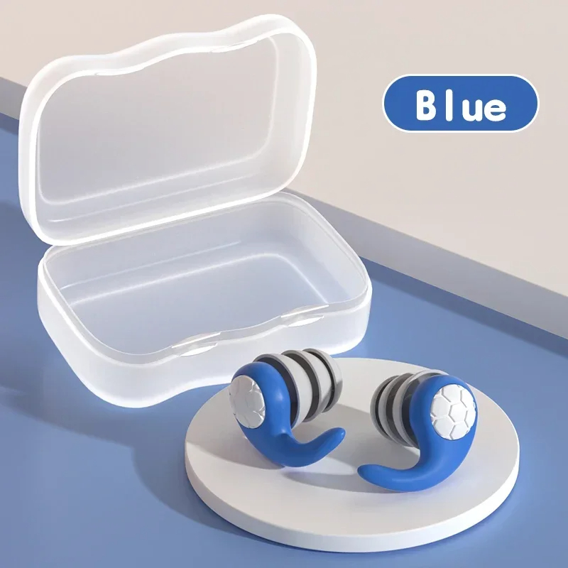 Silikon-Ohrstöpsel mit Geräuschunterdrückung, Geräuschfilter, zum Schlafen, Schwimmen, wasserdicht, dreilagig, stummgeschaltete Ohrstöpsel: Blau