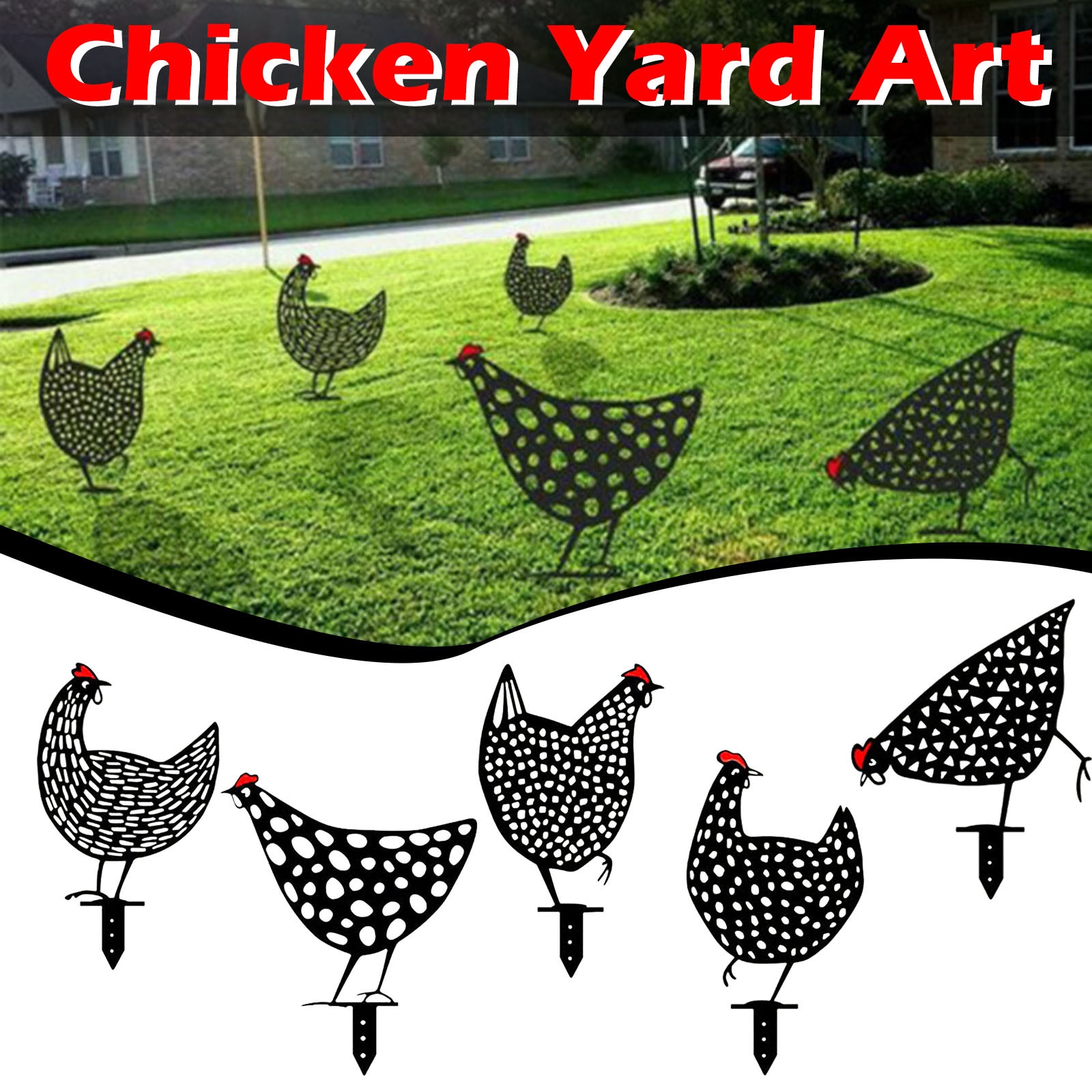 Kip Yard Art Metal Hen Art Tuinieren Ornamenten Tuin Achtertuin Gazon Stakes Metalen Hen Yard Decor Pasen Decoratie