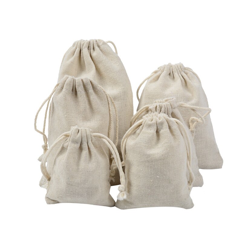 Cotton Pouch Drawstring Bag Travel Storage Drawstring Makeup Bag Jewelry Bags Christmas Pouch Multi-Size