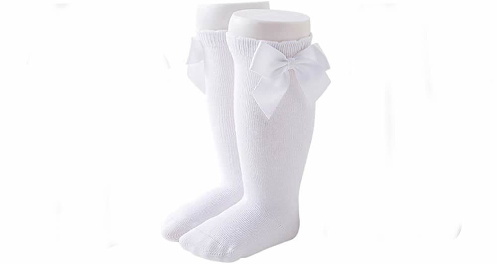 CozyWay – chaussettes hautes pour bébés filles, 1 paire de bas longs à volants pour nourrissons et tout-petits, uniforme scolaire, Leggings: 1 Pair  White