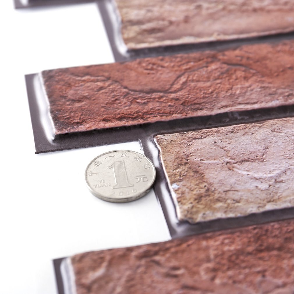 3d Stereo Tile Stickers Red Brick Self-Adhesive Wall Stickers Living Room TV Bathroom Decoration Anti-Collision Wallpaper