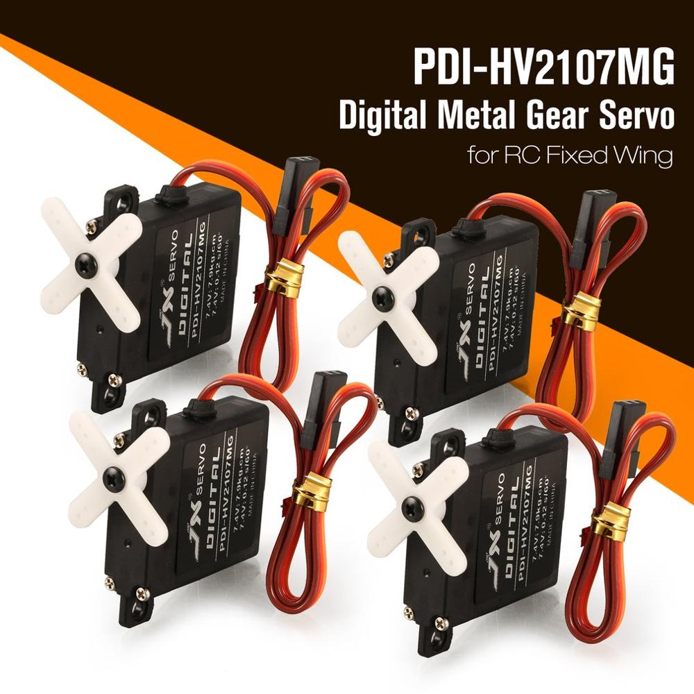 JX PDI-HV2107MG-Servo Digital de engranaje de Metal para avión de ala fija, 7,9 kg, 4 Uds.