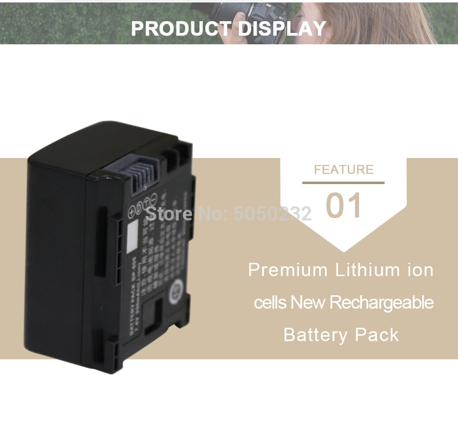 7.4V 890mAh BP-808 809 Battery For Canon FS200/FS21/FS22/HG21/HG20/HF200/HF20 Rechargeable Battery Pack