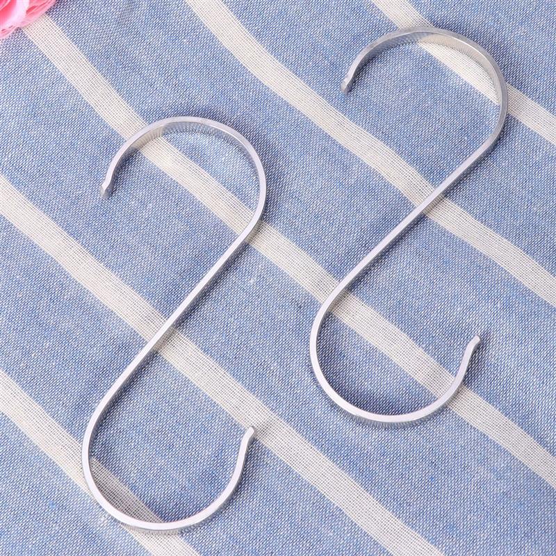 6pcs S Hooks S Shape Metal Hooks Heavy Duty 304 Stainless Steel Flat Hooks S Shape Hangers for Hanging Plants Pots Pans