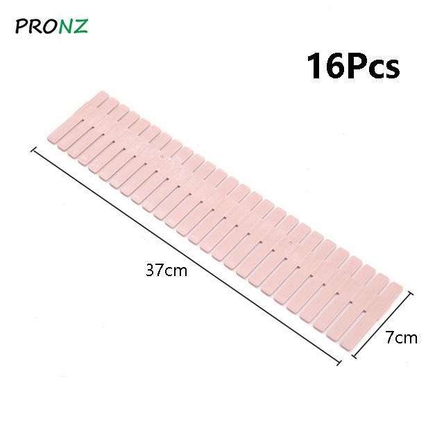 Drawer Organizer DIY Adjustable Storage Partition Board Plastic Drawer Divider Combination Partition Board Space-saving: 16Pcs--Light Pink