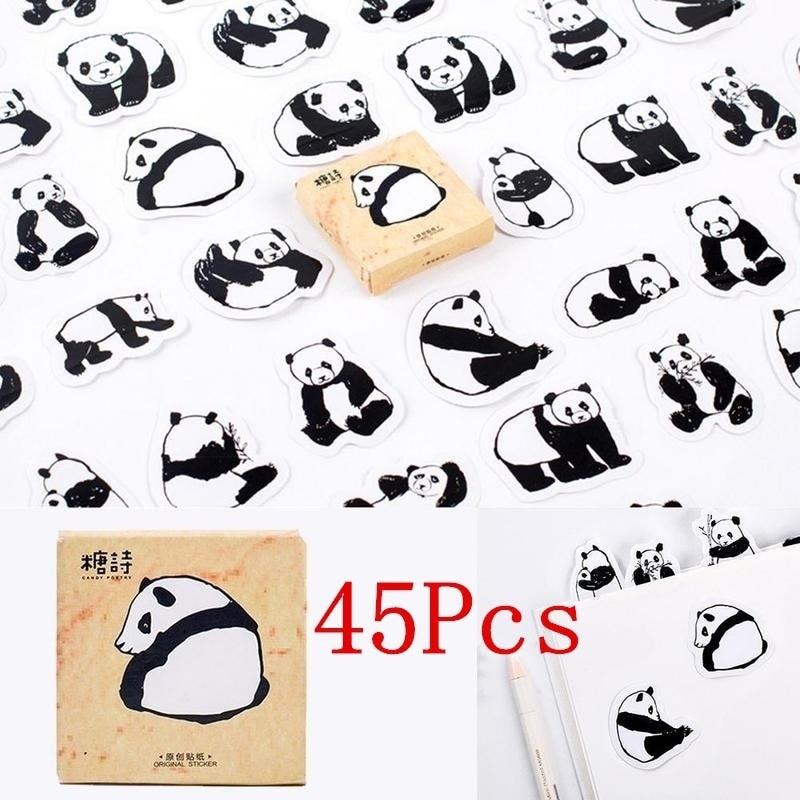 45Pcs/Pack Cute Panda Animals Decoration Stickers DIY Cartoon Stickers Diary Stickers Scrapbook Stationery Stickers