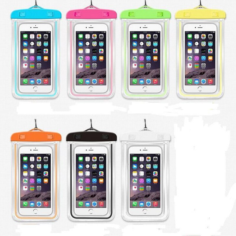 6.0 "pvc luminoso smartphones sacos para xiaomi redmi 5 plus caso à prova dwaterproof água para iphone 6s para huawei p20 p10 para samsung s8 caso