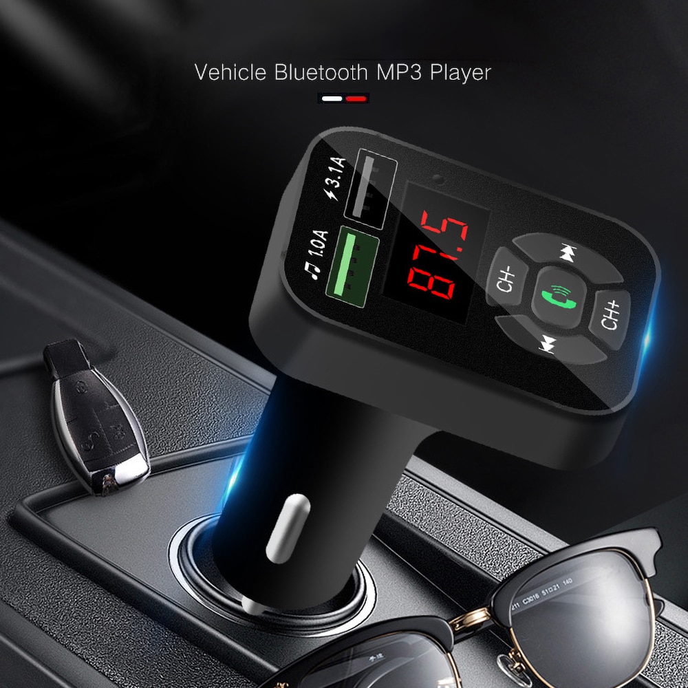 3.1A Quick Lading Auto Telefoon Oplader Bluetooth Handsfree Car Kit Fm-zender Dual Usb Aux Modulator Auto MP3 Speler Adapter