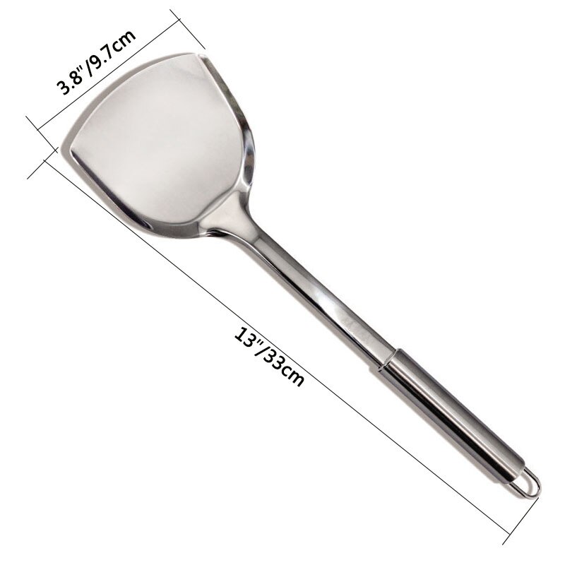 1pc Stainless steel Solid Turner w/ Long Handle Classical upscale Spatulas Chef Cooking fry shovel Kitchen Tool Utensils 13&#39;&#39;