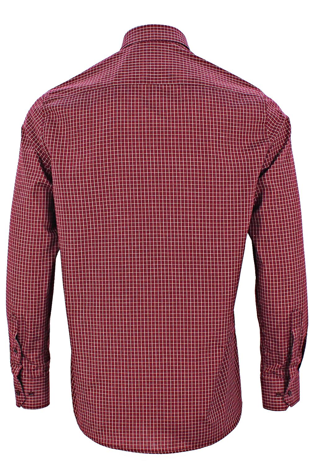 Langærmet herre skjorte mærke plaid mandlige kjole skjorter bomuld casual business mørkerød skjorte camisa social varetta kalkun