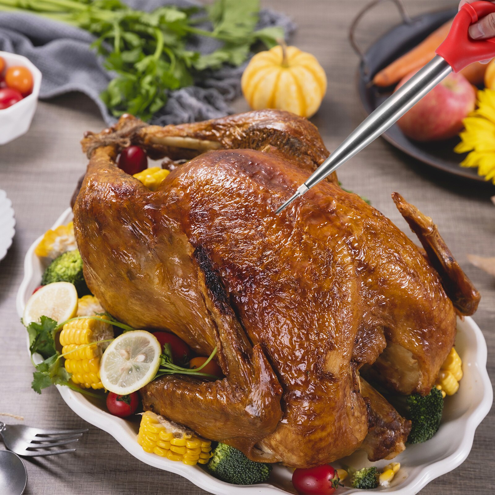 Roestvrij Staal Vlees Injector Marinade Spuit Multifunctionele Food Spuit Kit Flavour Voedsel Injector Koken Vlees Marinade