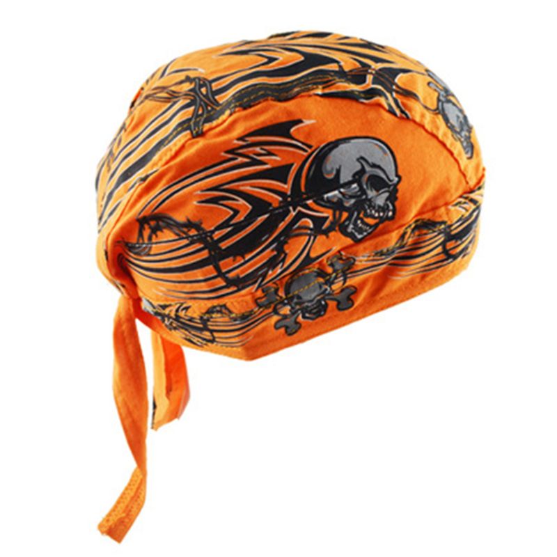Unisex motorcykel biker kraniet cap beanie hip hop dans sommerfugl print bandana hat hjelm liner hoved wrap justeret pirat tørklæde: D