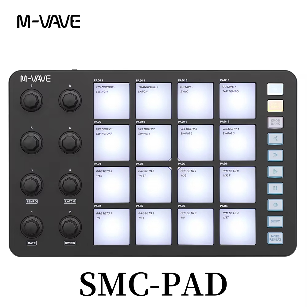 Controlador MIDI inalámbrico M-VAVE SMC-PAD, teclado de percusión adecuado, interfaz de USB-C, portátil, almohadilla MIDI pequeña: Verde claro