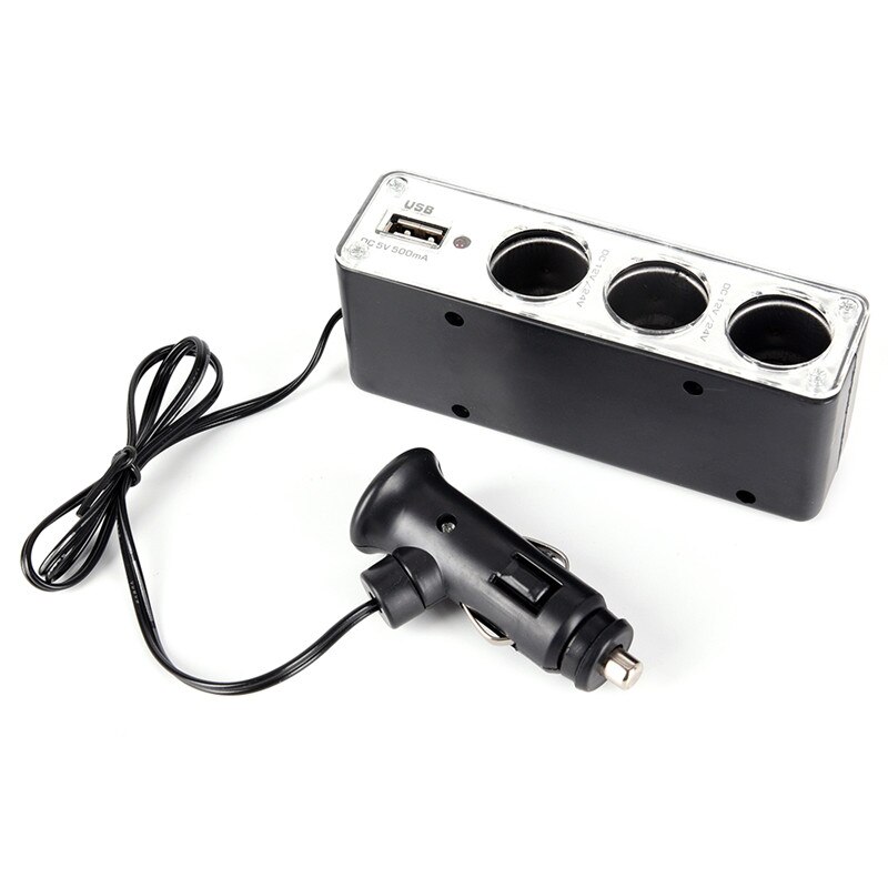 1 sztuk potrójny rozdzielacz gniazda papierosów lżejszy adapter wtyczka i Port USB 3 sposób ładowarka