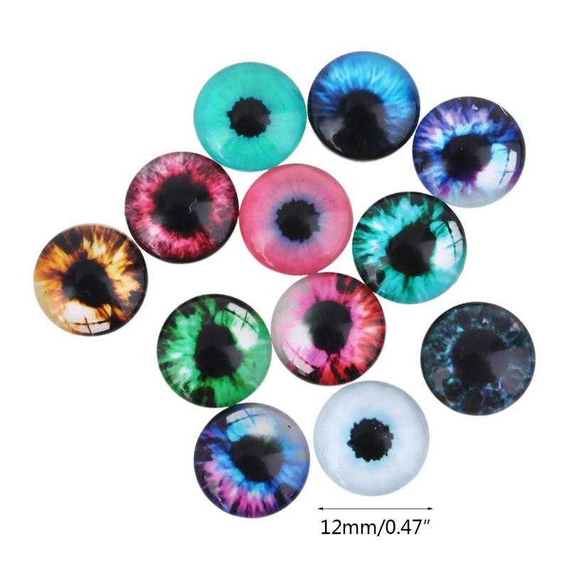 20 sztuk szklane lalki oko DIY rzemiosło gałki oczne dla zwierząt dinozaurów oczy akcesoria B2QD: 5AC105208 12mm
