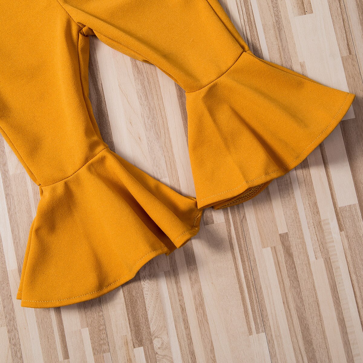 Emmababy Del Bambino Della Ragazza Giallo Aderente Elastico Tute E Salopette Tuta 1-6Y Bambini Dei Capretti di Estate Off Spalla Bell Bottom Pantaloni Abiti