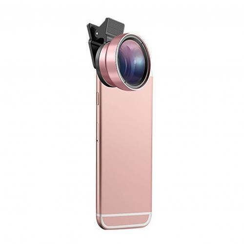 Universele Mobiele Telefoon Lens 2 In 1 Universele 37Mm 0.45X 49UV Groothoek Macro Mobiele Telefoon Camera Lens Kit telefoon Accessoires: Rose Gold