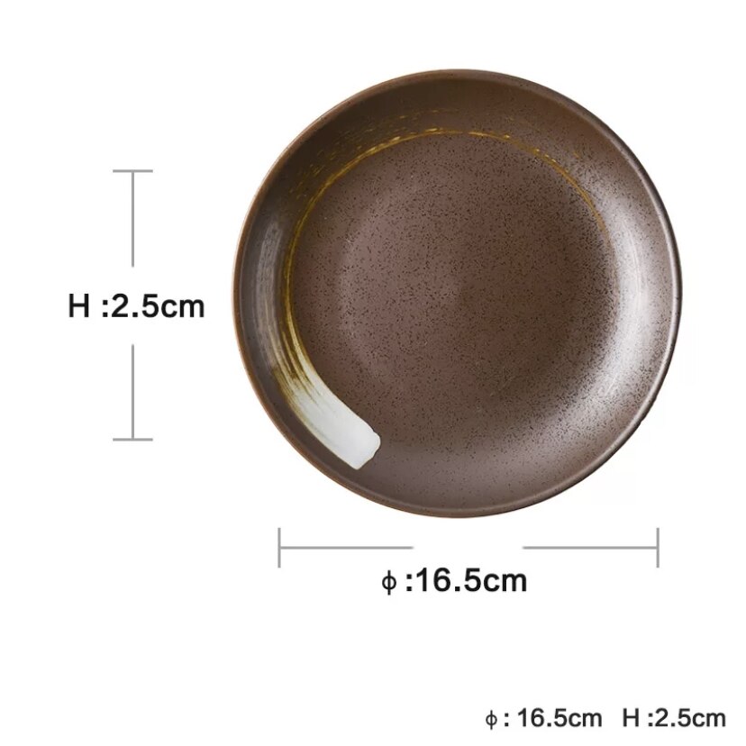 Nouvelle vaisselle de Style oriental 6 pouces assiette en céramique fabriquée à la main: Brown