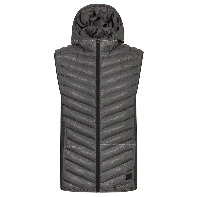 PARATAGO Men Winter Warm USB Heating Vest Down Electric Heated Clothing Male Hooded Superior Self Heat Waistcoat P8132: Gray / S