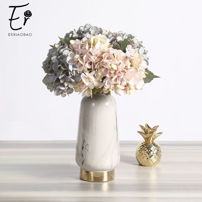 Erxiaobao Kunstbloemen Goedkope Zijde Hortensia Boeket Thuis Indoor Bruiloft Herfst Bloemen Decoratie Accessoires Vallen Decor