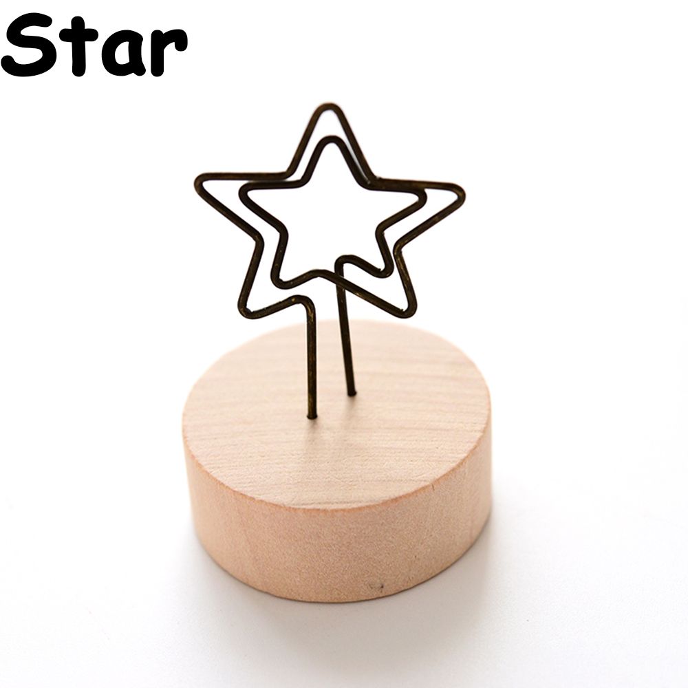 Soporte colgante de madera para tarjetas y notas, Base para fotos, Clip para notas, artículo, marco de fotos, mesa, suministros de oficina,: star
