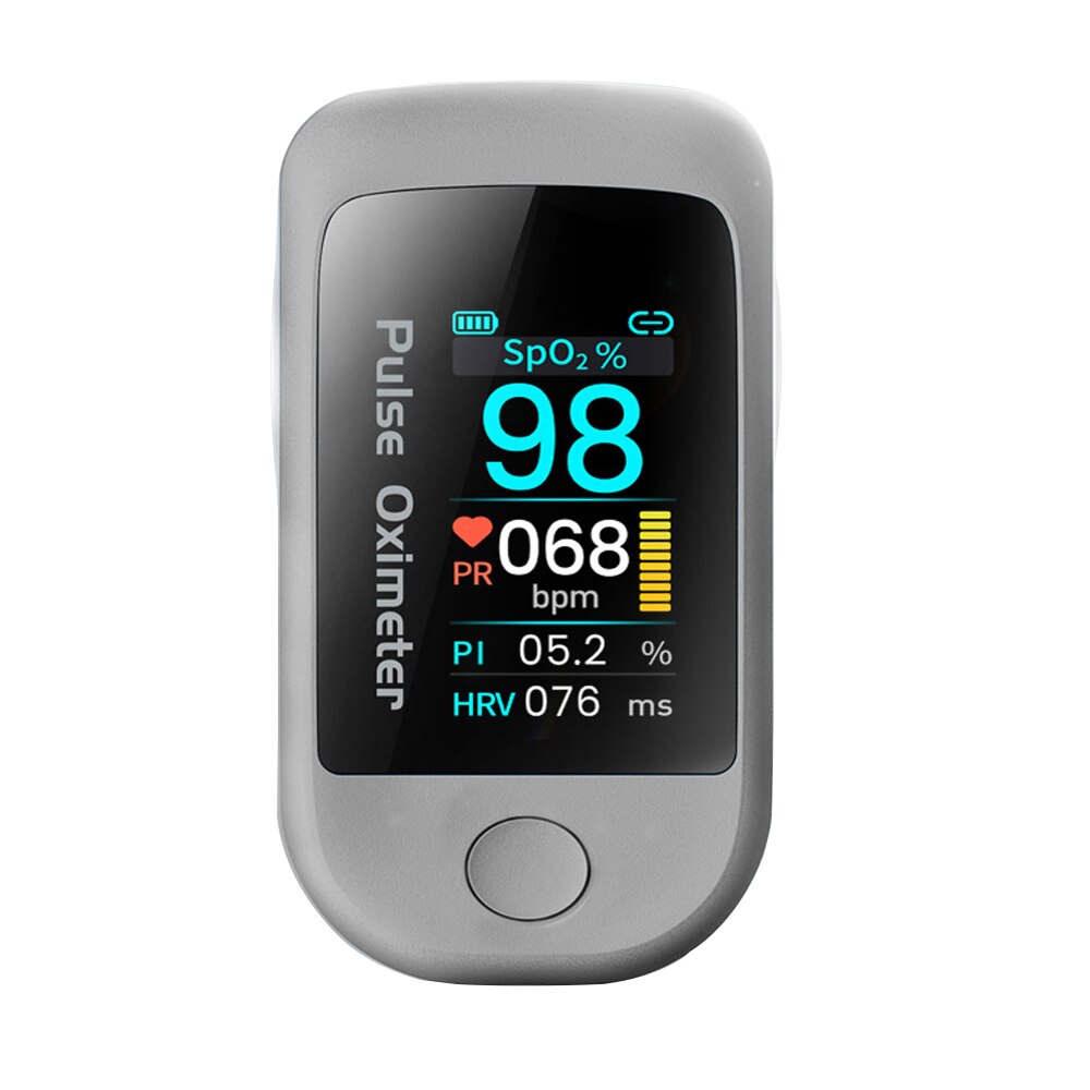 Bluetooth Oximeter Vingertop Hart-Rate Variabiliteit Meter Monitor Data Record Saturatiemeter De Dedo Ips Display Oefening: Gray  Without case