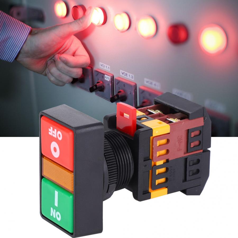 PPBB-30N Double Push-Button Switch with LED Light On-Off Momentary Button 24V/220V/380V